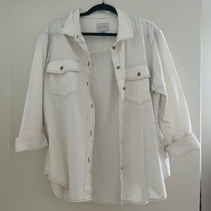 American Eagle White Denim Shacket